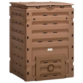 Outdoor Compost Bin, 120 Gallon (450L), with 80 Vents and 2 Sliding Doors, Snap-On Lid, Fast Creation of Fertile Soil, Brown Outdoor Compost Bin, 120 Gallon (450L), with 80 Vents and 2 Sliding Doors, Snap-On Lid, Fast Creation of Fertile Soil, Brown
