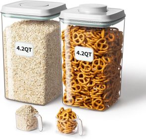 Airtight Food Storage Container with Pop Lid 130ml Scoop, 4L/4.2qt *2 BPA-Free Cereal, Rice, Flour, Pasta Snack Container, Stackable Durable Airtight Food Storage Container with Pop Lid 130ml Scoop, 4L/4.2qt *2 BPA-Free Cereal, Rice, Flour, Pasta Snack Container, Stackable Durable