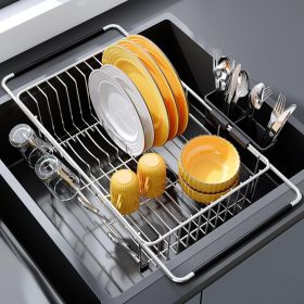 Over the Sink Expandable Dish Drainer Drying Rack In Stainless Steel for Small Kitchen Over the Sink Expandable Dish Drainer Drying Rack In Stainless Steel for Small Kitchen